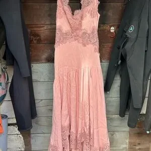BHLDN | Dresses | Bhldn Evelyn Lace Vneck Highlow Midi Dress